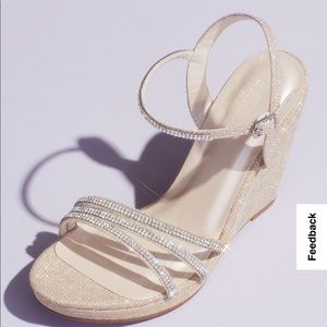 Glitter Metallic Wedges with Embellished Straps